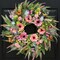 24-Inch Spring Wreath for Front Door – Handcrafted Floral Wreath with Eucalyptus, Pink Flowers & Butterfly, Farmhouse Indoor Outdoor Home Decor